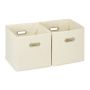 Set of 2 folding boxes 30x30x30cm., beige/silver color