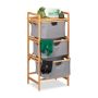 Bathroom shelf with laundry basket 96x44x34.5cm., gray/light brown
