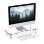Transparent monitor stand 56x24cm., silver color
