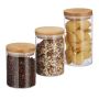 Set of 3 transparent containers for bulk products, light brown