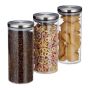 Set of 3 transparent containers for bulk products 22x9.5cm, 1.3L., silver color