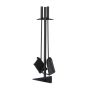 Set of 3 fireplace tools and stand 60x18.5x16.5cm., black