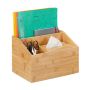 Writing instrument organizer with napkin box 19.5x28x22 cm., light brown