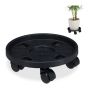 Set of 2 plant trays with wheels 9.5x30cm, black