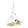 Transparent bird feeder 24x12.5x7cm., silver color