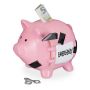 Money box "Pig" 14.5x15.5x20cm., pink/white/black
