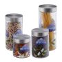 Set of 4 transparent containers for bulk products, silver color