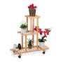 Flower stand on wheels with 3 shelves 82x81x36cm., light brown/black