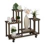 Flower stand on wheels with 5 shelves 79x95x36cm., brown/black