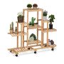 Flower stand on wheels with 9 shelves 103x120x35.5cm., light brown/black