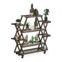 Flower stand on wheels with 8 shelves 110x114x36cm., dark brown/black