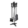 Set of 4 fireplace tools and stand 64x22x20cm., black