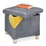 Folding seat with hinged lid 35x38x38cm., gray/light brown color