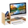 monitor stand with 3 shelves 30x67x20cm., light brown