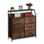 Chest of drawers with 5 drawers 87x84x32cm., brown/black