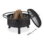 Fire pit with grill accessories 55x75cm., black