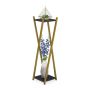 Flower stand with 2 shelves 99x29x29cm., gold/black