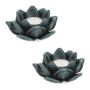 Set of 2 candlesticks 5.5x11cm., dark green/black