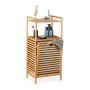 Bathroom shelf with laundry basket 96x44x33cm., light brown/gray