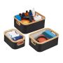 Set of 3 baskets, black/beige