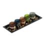 Set of 5 candlesticks and tray, black/green/blue/red/dark grey/brown