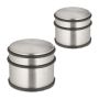 Set of 2 stainless steel door stops, silver