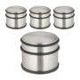 Set of 4 stainless steel door stops, silver