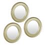 Set of 3 hanging mirrors 25x2cm., gold color