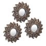 Set of 3 hanging mirrors 24x2cm., copper/black