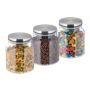 Set of 3 transparent containers for bulk products 14x12cm, 1.1L., silver color