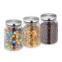 Set of 3 transparent containers for bulk products 14x10cm, 0.7L., silver color