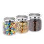 Set of 3 transparent containers for bulk products 11x10cm, 0.5L., silver color