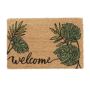 Doormat "Welcome" with leaves 60x40 cm., light brown/black/green