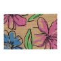 Doormat "Flowers" 60x40 cm., light brown/blue/green/pink