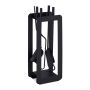 Set of 4 fireplace tools and stand 60x22.5x16cm., black