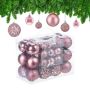 Set of 50 Christmas baubles, pink/silver