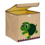 Folding box with lid 33x33x33cm., beige/dark green/green color