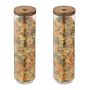 Set of 2 transparent containers for bulk products 31x8.5cm, 1.5L, light brown