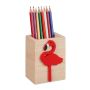 Writing instrument organizer "Flamingo" 10x8x6 cm., light brown/red color