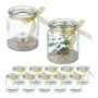 Set of 12 transparent candlesticks 9.5x8cm., gold color