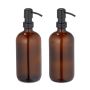 Set of 2 liquid soap dispensers 22x9x7cm., brown/black