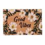 Doormat "Good Vibes" with flowers 60x40 cm., light brown/green/white