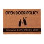 Doormat "Open door policy" 60x40 cm., light brown/black