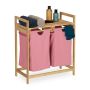 Bathroom shelf with laundry basket 73x64x33cm., pink/light brown