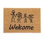 Doormat "Welcome" with family 60x40 cm., light brown/black