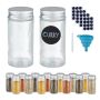 Set of 16 transparent spice jars 9.5x4cm., silver color