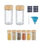 Set of 8 transparent spice jars 9.5x4.5cm., light brown