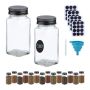 Set of 16 transparent spice jars 10.5x4.5x4.5cm., black