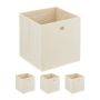 Set of 4 folding boxes 30x30x30cm., cream/silver color