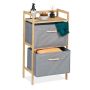 Bathroom shelf with laundry basket 76x43x27cm., light brown/gray